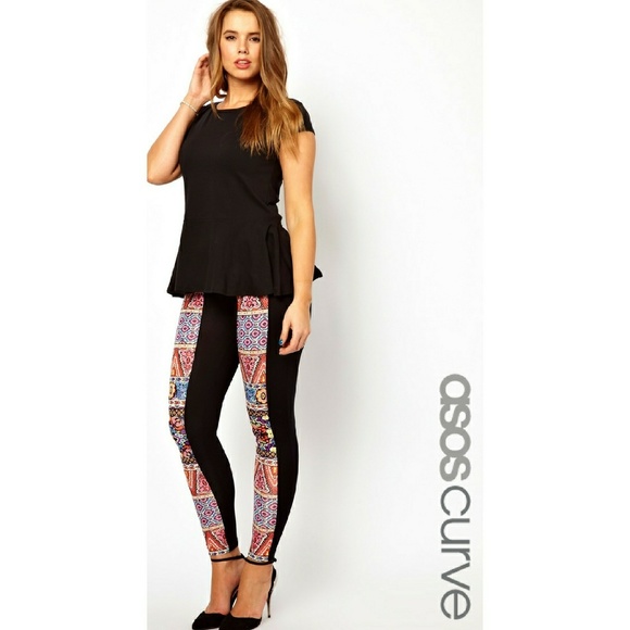 ASOS Curve Pants - ASOS Legging w/Habanara Pattern in Black Size 22